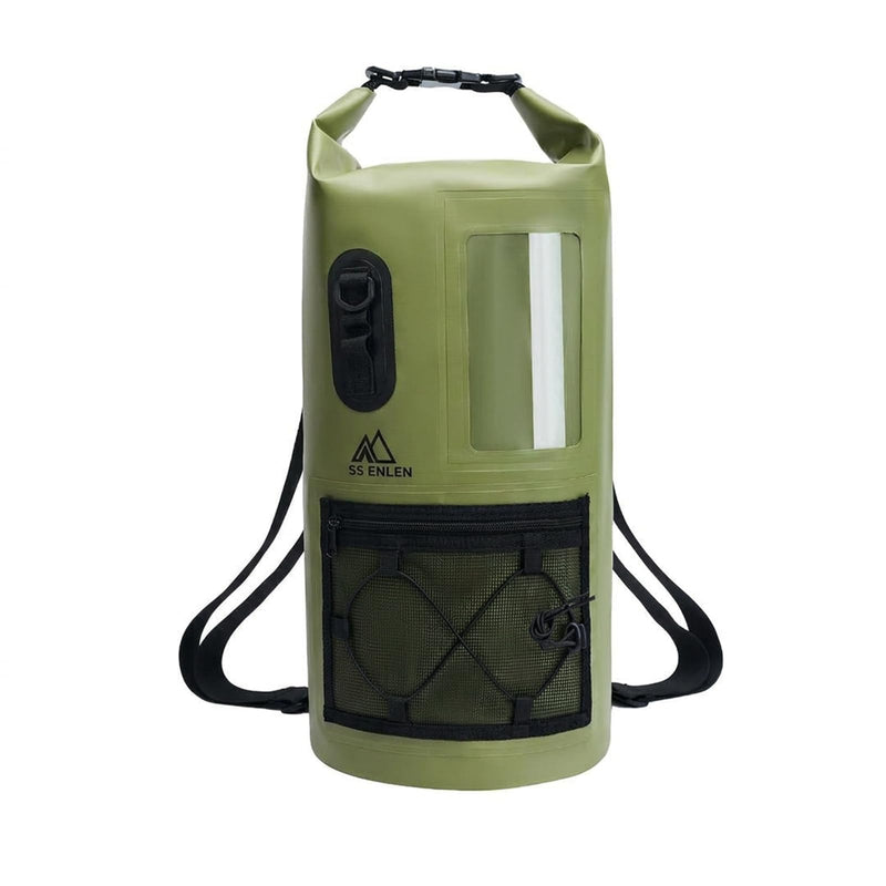 Waterproof Dry Bag 500D PVC Roll Top Dry Sack with 3 Carrying Ways, Lightweight Waterproof Bag for Kayaking, Swimming, Boating, Paddle Boarding, Hiking, Beach (Army Green, 25L) Army Green