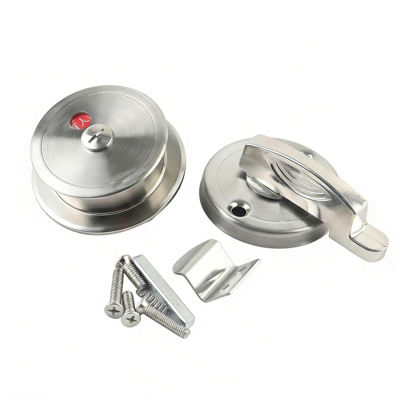 Stainless Steel Round Bathroom Privacy Indicator Lock with Occupied/Vacant Display, Easy Install for Public Restrooms and Changing Rooms