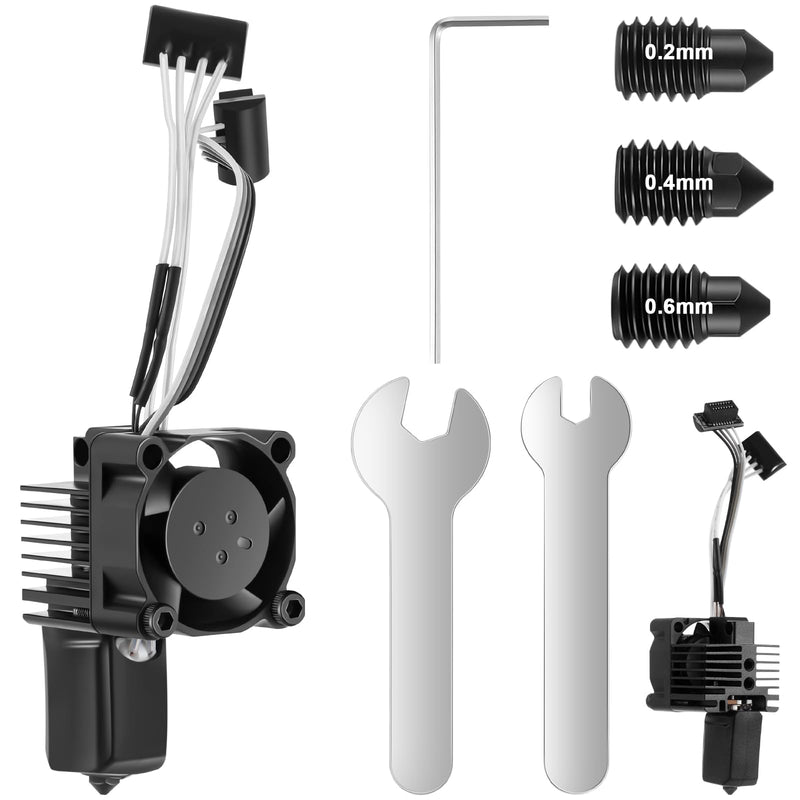 P1P P1S Hotend Kit, Full Assembly Hardened Hot End Print Head with 0.2/0.4/0.6mm P1 Nozzle, Cooling Fan, Thermistor, Ceramic Heater, Extruder Heating Block Replacement for P1 3D Printer