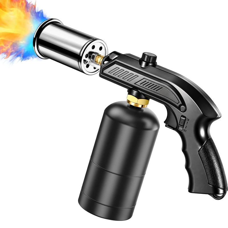 Powerful Propane Torch Gun with Adjustable Flame and Safety Lock, 2370°F High Heat Cooking Blow Torch for Charcoal Starter, BBQ, Sous Vide, Steak Searing and Campfire (Tank Not Included)