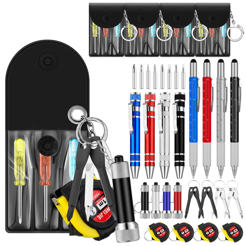Chumia 24 Pcs Mini Screwdriver Multitool for Men Pen Tape Measure Flashlights Keychains Set Men Gifts Bulk Adult Hand Tool Adult Prizes for Husband Dad Holiday Birthday Gift