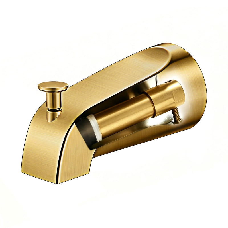 Tub Spout with Diverter, Heavy Duty All Metal Bathtub Faucet with Brass,Shower Slip-on Bathtub Faucet for 1/2 Inch Copper Pipe,5-3/8 Inch Bath Tub Faucet Replacement,Brushed Gold Brushed Gold