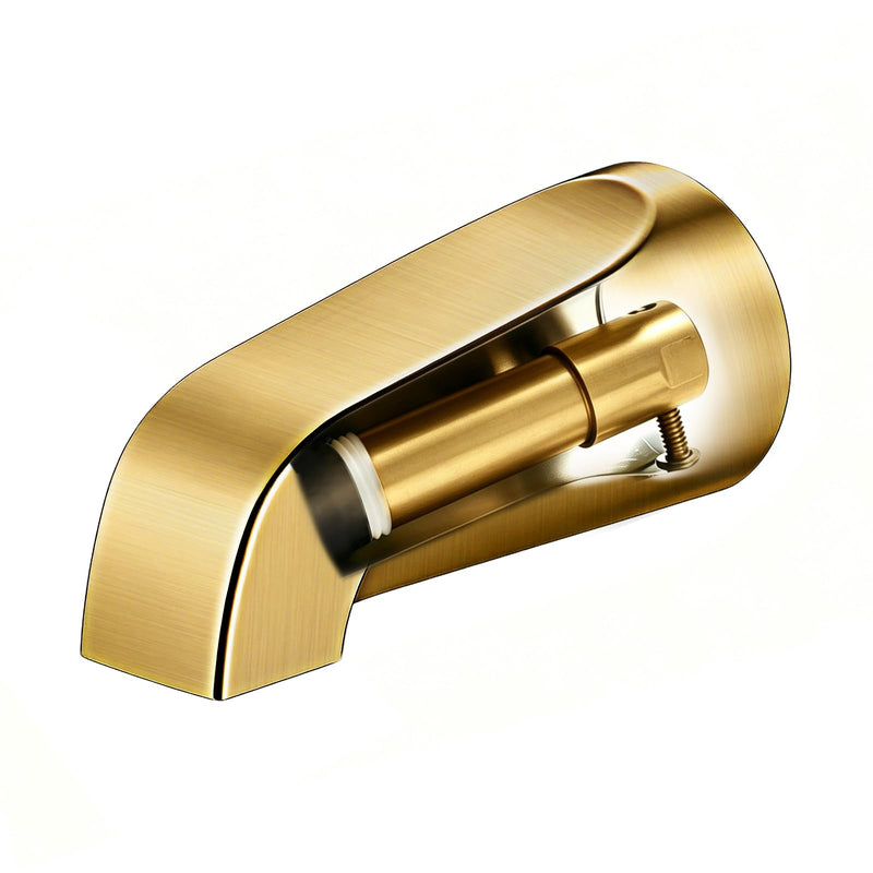 Tub Spout without Diverter, Slip-On Tub Spout, Heavy Duty All Metal Bathtub Faucet with brass,Shower Slip-on Bathtub Faucet for 1/2 Inch Copper Pipe,5-3/8 Inch Bath Tub Faucet Replacement,Brushed Gold Brushed Gold