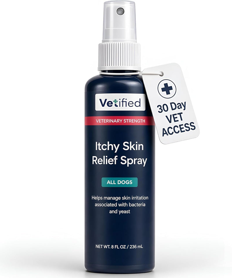 Dog Itching Skin Relief Spray for Dogs | Anti Itch for Dogs for Hot Spots, Rashes & Itchy Paws 8 fl oz (+ 30 Day Vet Access) | NDC 86247-003-08
