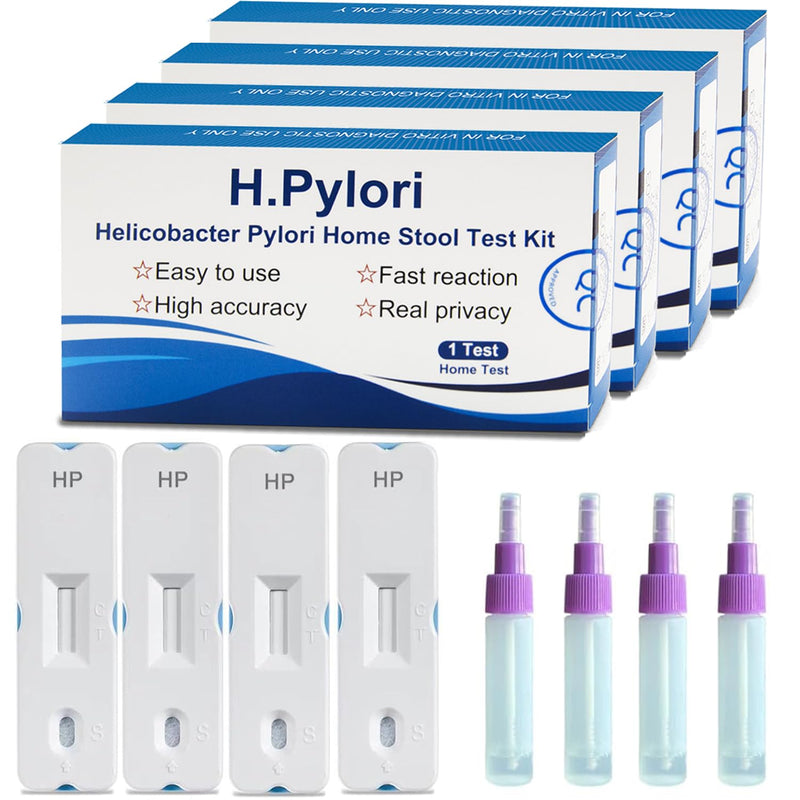 H Pylori Test Kit, 4 PCS Helicobacter Pylori Stool Test Kits at Home, H. Pylori Test H-Pylori Stool (Antigen) Self-Test for Home Use, Results in 10-15 Minutes