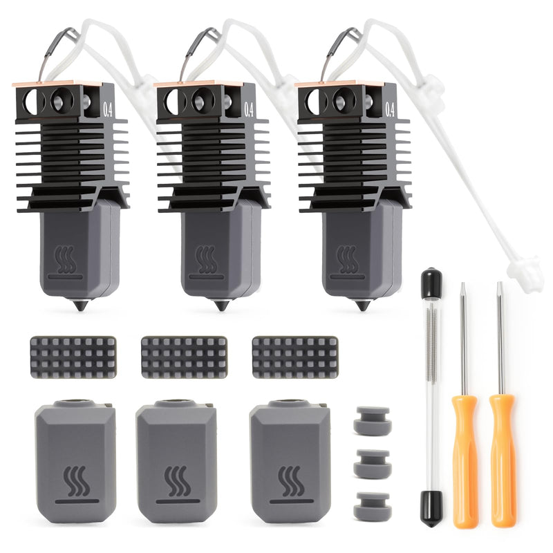 3Pcs 0.4mm U1 Hotend for Snapmaker U1 Hotend 24V 48W Ceramic Heating Block, with Brush and Cleaning Needle Silicone Socks and Kit Tools