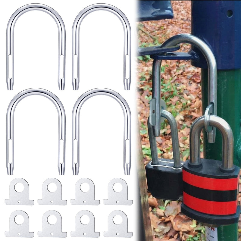 4 Sets 2 Lock Gate Padlock Lock System Include U Bolt and Links for School Districts Federal Government Utility Companies and More(Padlocks Not Included) 4