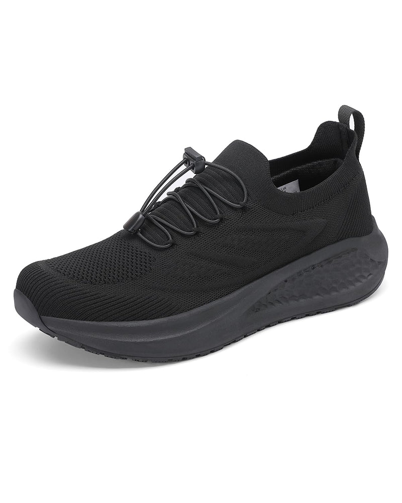 VikoViren Men’s Kitchen Work Shoes, Non-Slip Slip-On Water-Resistant Chef Shoes for Restaurant All Black 13