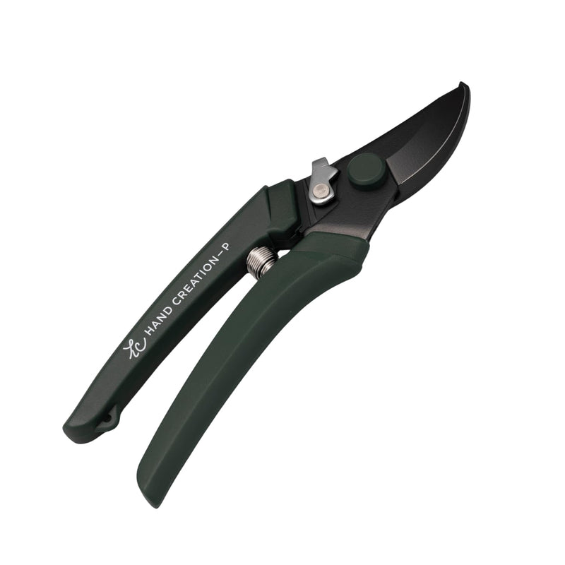 Japanese Hand Pruners Black Blade - Sakagen Hand Creation, Premium Fluorine-Coated Anti-Wear Pruning Shears for Flowers & Gardening, Made in Japan, P-180 (Moss Green) Moss Green
