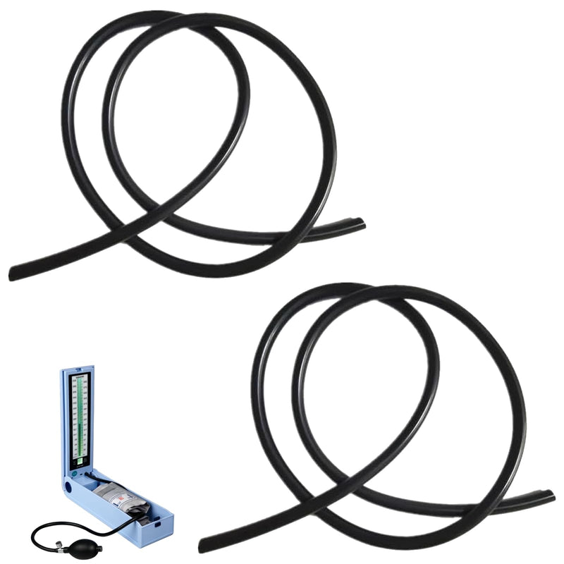 Blood Pressure Cuff Tube, 2 Pack Natural Latex 3FT Sphygmomanometer Hose Replacement for Mercury Sphygmomanometer & Manual BP Monitor, Essential Replacement Part with Standard Connectors Black 3.3FT