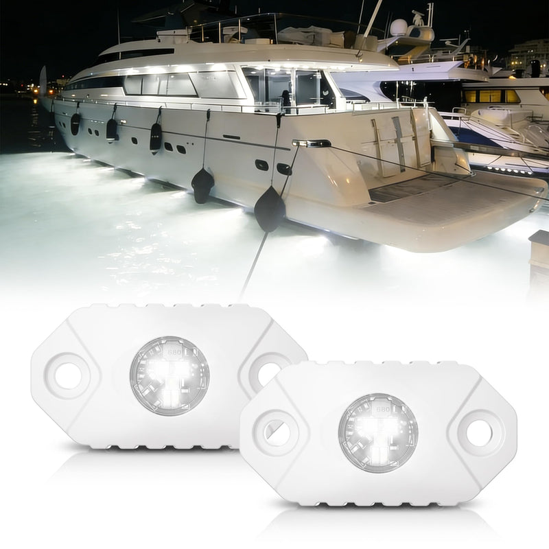 4WDKING White LED Boat Interior Lights Marine Courtesy Lights IP68 Waterproof Underwater Lighting 9-36V for Yacht, Kayak, Fishing Boat, Sailboat, Pontoon, Deck Boat, Center Console, Off-road