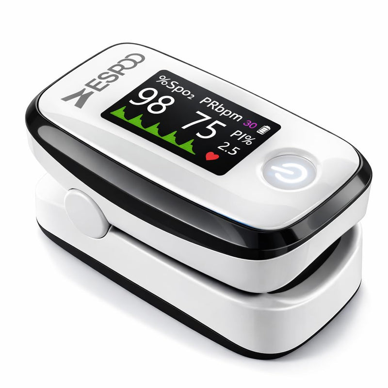 Pulse Oximeter Fingertip, Blood Oxygen Saturation Monitor with 20 Memories, Brightness&Alarm Ajustable(Batteries Lanyard Include)
