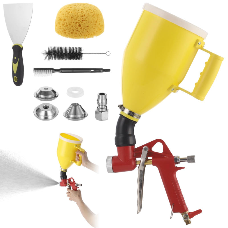 Pneumatic Texture Sprayer Hopper, 0.8 Gal, 3 Nozzles, Bent Tube for Walls