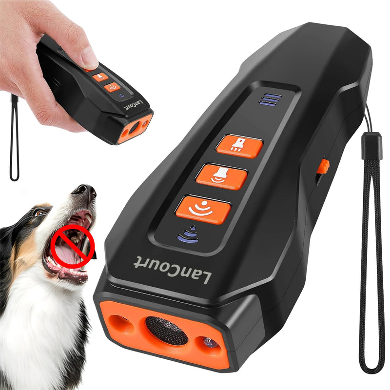 Dog Bark Deterrent Ultrasonic Device Within 33FT, Ultrasonic Anti Barking Indoors, Outdoor, and Flashlight. Rechargeable and Portable Anti-Barking Device