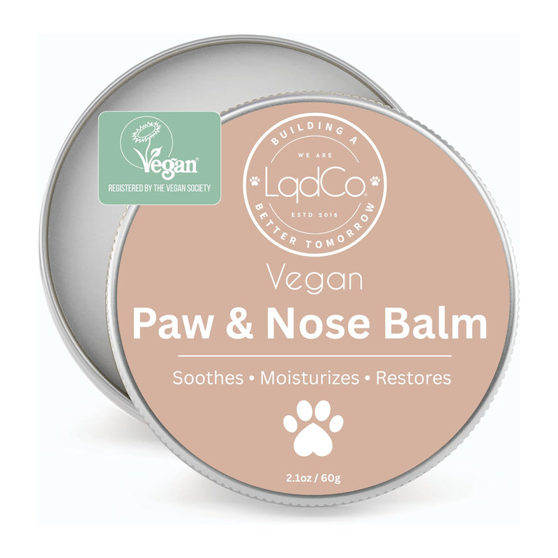 All in One Natural Vegan Dog Paw and Nose Balm, Winter and Summer Paw Protection from Snow, Ice, Salt and Hot Pavement, Moisturizes and Repairs Dry, Cracked Paws, Lick Safe, 2.0 oz,