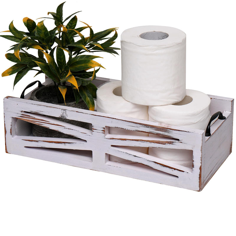 Wooden Toilet Paper Holder Bathroom Decor Box-Toilet Tank Paper Basket with Handles for Bathroom Organizing