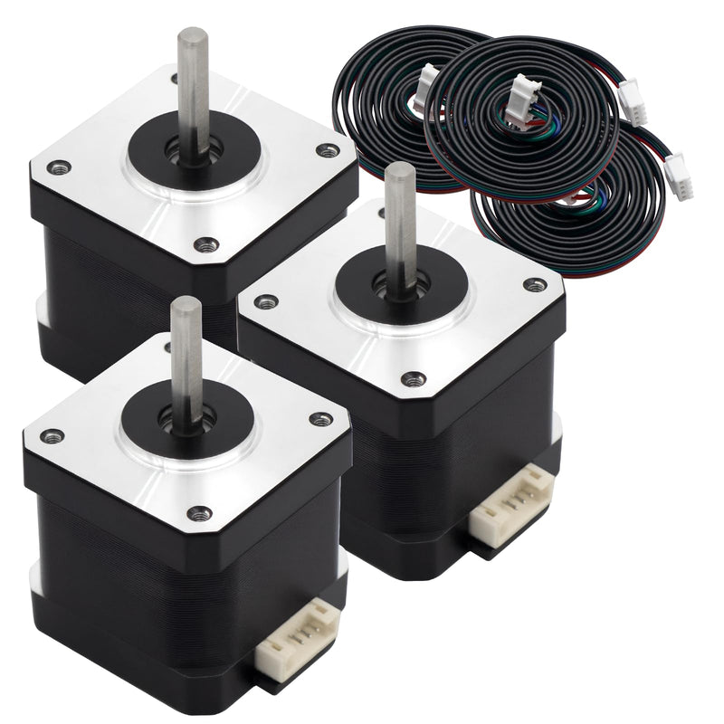 HXH Nema 17 Stepper Motor 1.8° 2.0A 3.4V, 420mN.m (59.5oz·in) Holding Torque 40mm Body,42 Two-Phase Hybrid Stepper Motor with 39.4Inch Cable for 3D Printer & CNC Engraver(3PCS) 17-40