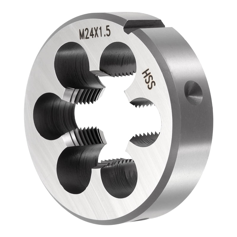 PATIKIL M24 x 1.5mm Round Threading Die, Right Hand High-Speed Steel Machine Thread Threading Die, Non-Adjustable Thread Repair Tool for Stainless Steel, Alloy Metal - 1 Pack 55mm OD, Standard