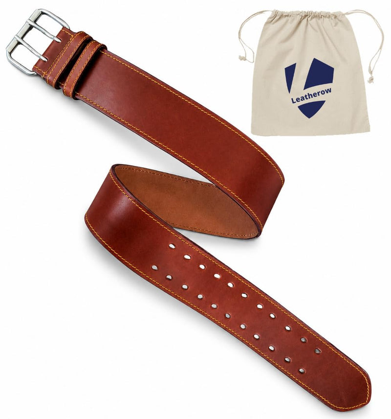Leather Work Belt Tool Belt (Tan, 35"-45") | Real Grain Leather, No Joint Belt Tan 35"-45"