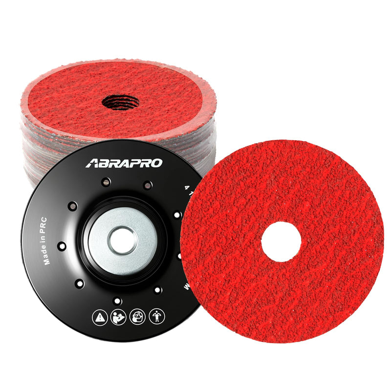 Ceramic Resin Fiber Sanding and Grinding Discs 4.5” x 7/8”with Backing Pad, 24/36/60/80/120 Grit - 25 Pack 24/36/60/80/120grit-25Pack