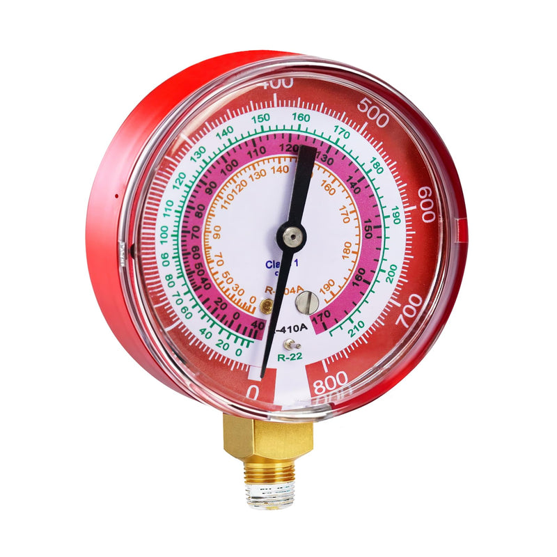 49137 Manifold Gauge, 3-1/8"(80 mm) HVAC Gauges, R-22, R-404A, R-410A | Degree F, Red HVAC High Pressure Gauge, Professional HVAC Gauge, Leak-Proof Sealing, Color-Coded Accuracy