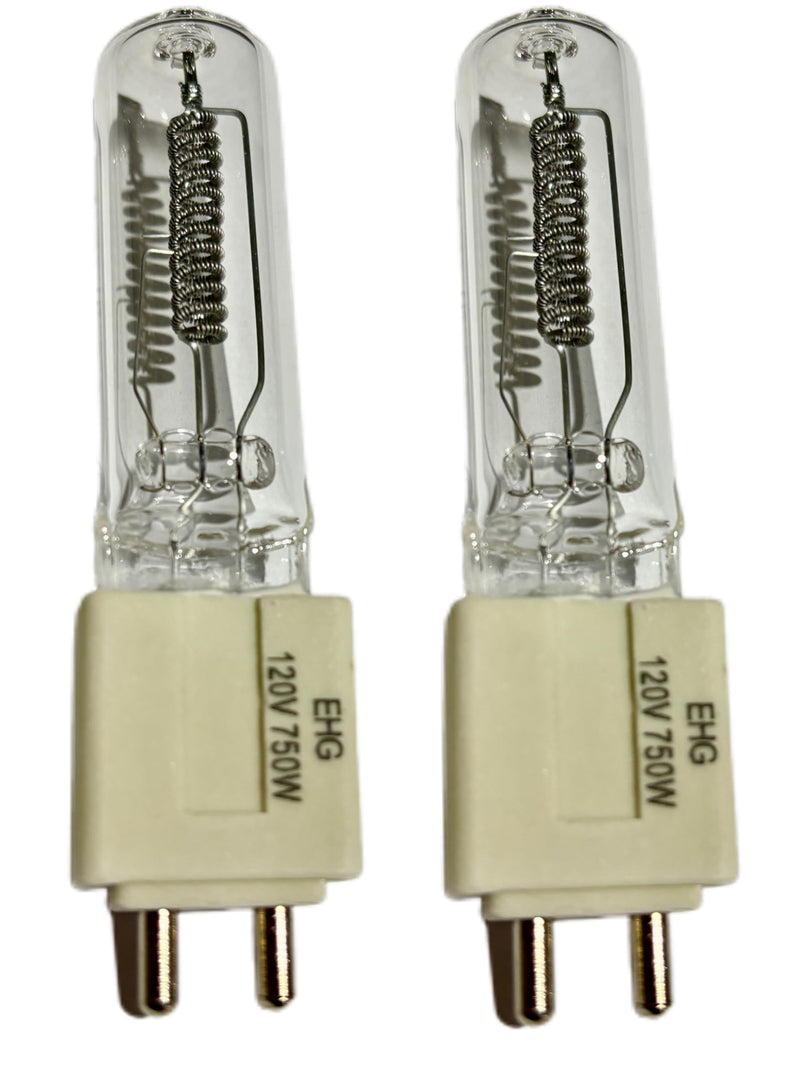 2PCS EHG 750W 120V Halogen Lamp Base G9.5 Medium Bipin,T6 Halogen Bulb Stage Studio Lamp,Clear 2