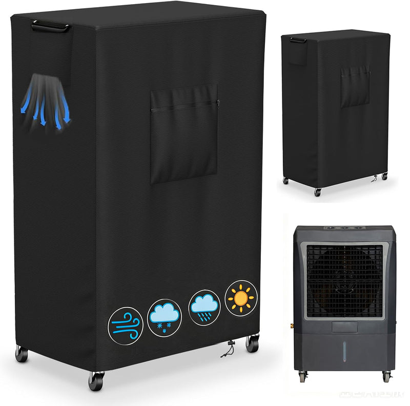 Evaporative Cooler Cover for Hessaire MC37M / MC37V 3100 CFM Portable Evaporative Cooler, 600D Waterproof Outdoor Portable Swamp Cooler Cover for Hessaire Outdoor Air Conditioner - 25" X 18" X 38" 25" X 18" X 38"