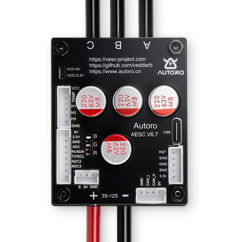 V6.7 FOC ESC VESC 6 Based Motor Controller for ESK8 DIY Electric Skateboard | Autoro BLDC Mini ESC Electric Motor Speed Controller 12S 50A VESC-Tool Based for DIY Electric Scooter Ebike Offroad Vehicles AESC V6.7
