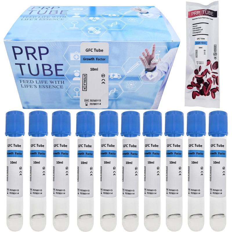 10 Pack Lab-Grade GFC Glass Tubes 10 mL with Separation Gel, Sterile Individually Wrapped, for Research Use Only by GudMedPRP