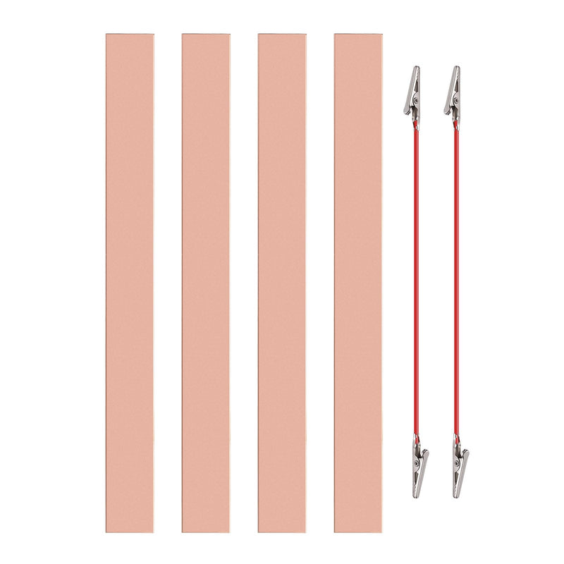 PATIKIL 25x250mm Copper Anode Sheet, 5 Pack Pure Copper Strip (99.995% Pure) 1mm Thick Plate Electrode Set with Alligator Clips Cables for Electroplating Plating Experiment