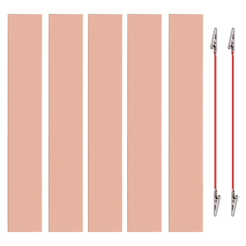 PATIKIL 40x250mm Copper Anode Sheet, 5 Pack Pure Copper Strip (99.995% Pure) 1mm Thick Plate Electrode Set with Alligator Clips Cables for Electroplating Plating Experiment