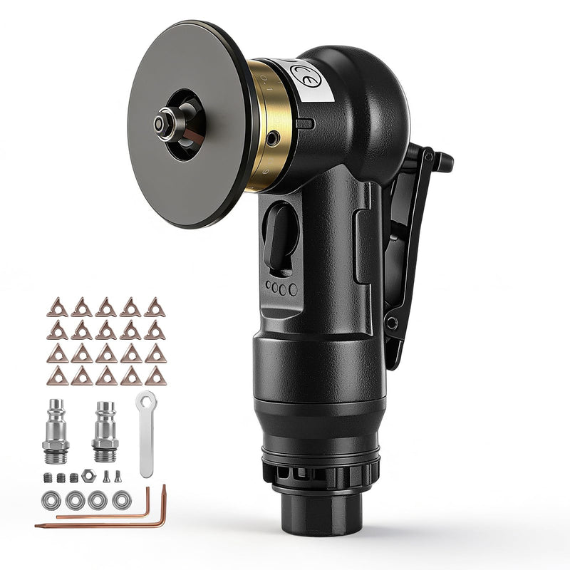 Pneumatic Chamfering Tool - Mini Air Chamfer Tool with 10 C-Angle & 10 R-Angle Blades, 45° Round Corner 30000 RPM Upgrade Chamfer Tool for Metal and Wood with 1/4" Air Inlet Black