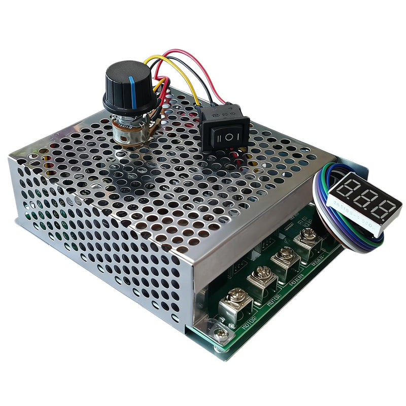 60A PWM DC Motor Speed Controller,12V/24V/36V/48V LED Display Stepless Speed Control with Forward-Brake-Reverse Switch & Adjustable Potentiometer for Brushed Motors (with Shell) 60A