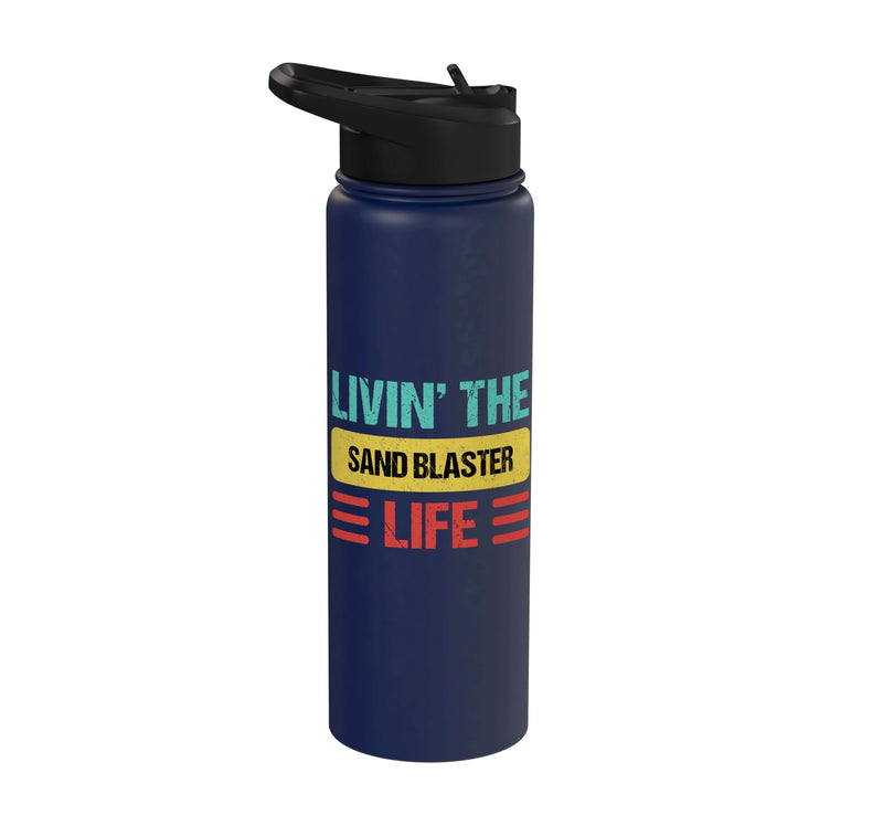 Sand Blaster Stainless Steel Insulated Water Bottle Navy Blue 30 Ounces