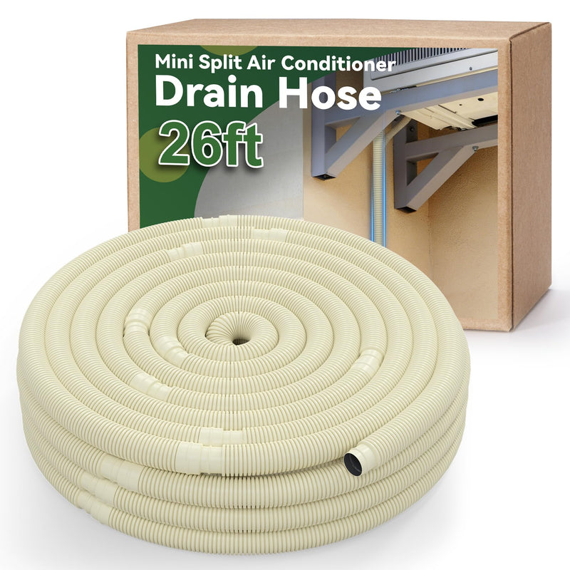 Flehomo 26Ft Universal Mini Split AC Drain Hose, 5/8 ID UV Resistant Drain Line Pipe for Mini Split Air Conditioner Heat Pump Systems
