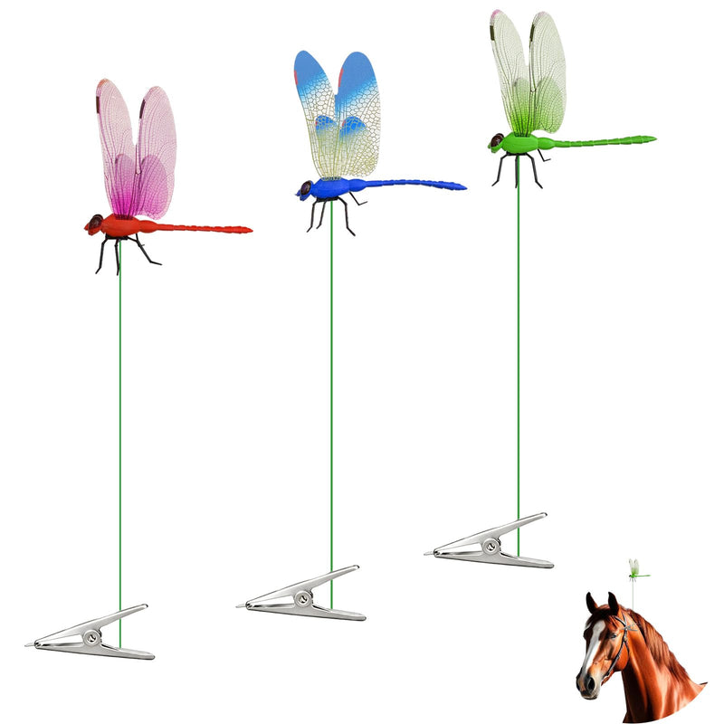 3 PCS Dragon Fly Clips for Bugs Repellent, Dragonfly Clips to Keep Bugs Away,Dragonfly Clip Bug Repellent for Garden Stakes Decor Yard Ornaments for Hat & Horse, Fly Scare Devices for Indoor Outdoor 3