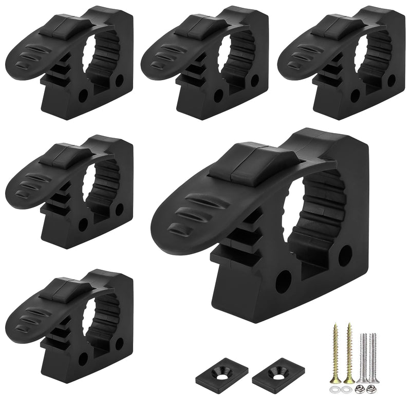 Kryonix Rubber Clamp,Shovel Mount,Quick Fist Mount Clamps for 1.18" to 1.57" Diameter Objects,Heavy Duty Black Rubber,6 Pack with Mounting Hardware for Garage,Offroad,Trucks, ATVs,Boats 6PCS