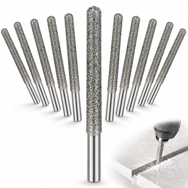 Tondiamo 10 Piece Diamond Drill Bits for Tile, Porcelain, Granite, Marble, and Countertop, 1/4 Inch Hex Shank for Rotary Tools, Industrial Grade #36 Diamond Grit with Carbon Steel Body