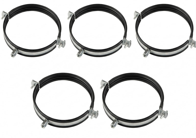 5pcs, Duct Clamp 6.3 inch Bracket with rubber gasket, M8/M10 Thread, Steel Pipe Hanger 6.3 inch for Spiral Duct, Ventilation Pipe, Downpipe, Pipe holder Wall or Ceiling Mount, by Steinberg14 6 Inch 5