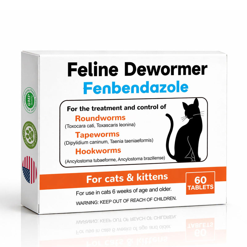 Fenbendazole Dewormer for Cat- Effective Treatment for Tapeworms, Roundworms & Hookworms,60 Count - NewNest Australia