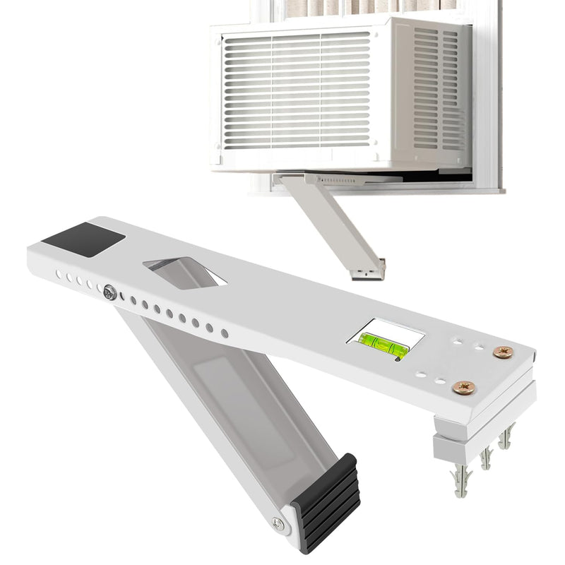 Window AC Support Bracket,Indoor Installation with Built-in Bubble Level,Air Conditioner Bracket & Non-Slip Rubber Pads,Heavy-Duty Single-Foot Design,Secure&Reliable for5000–12000 BTU(Up to 85 lbs) 13 inches hold up to 85 Ibs