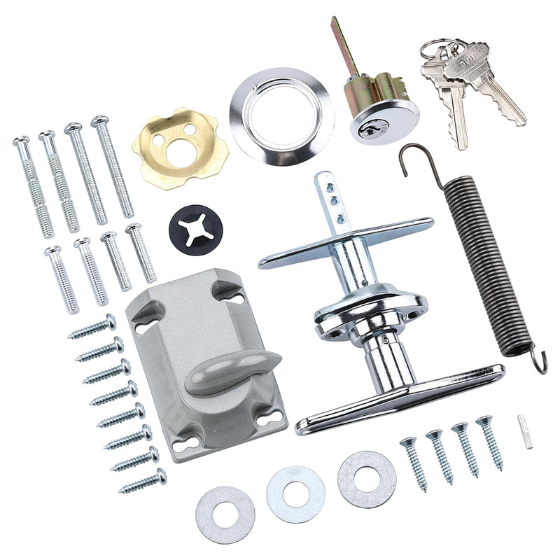 Garage Door Lock Set with T Handle, Center Mount Deadbolt Lock with Keyed Cylinder, Complete Installation Kit for Most Garage Doors Up to 2-1/2" Thick