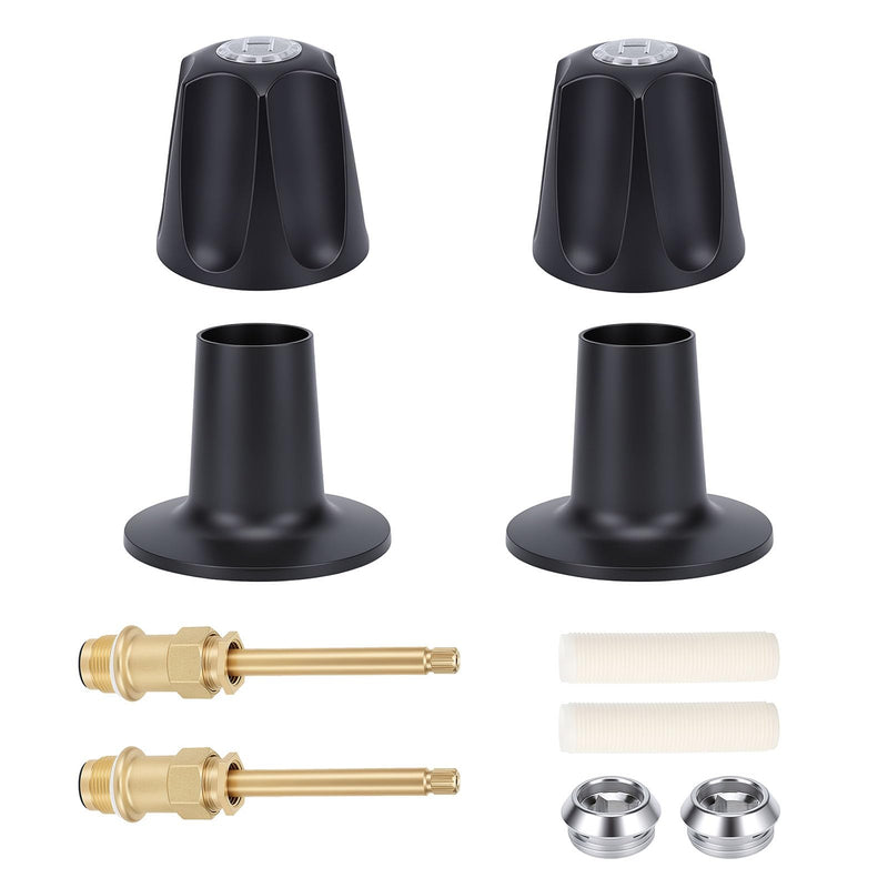 Bathtub Shower Handle Remodel/Rebuild Trim Kit, Shower Knobs 2 Piece Compatible with Price Pfister Valve, Includes Knobs, Bases, Brass Rods, End Cap, Tubes Etc (Matte Black)