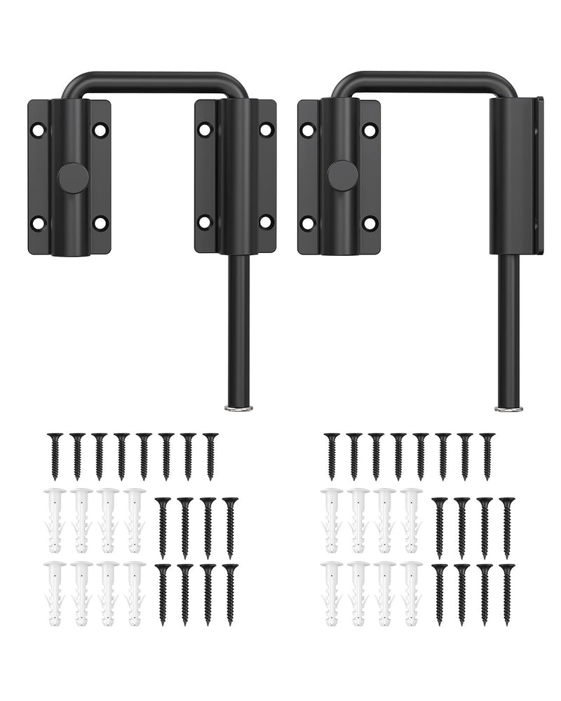 U-Shaped Sliding Door Lock 90/180 Degree Aluminum Alloy Home Security Gate Latch with Deadlocking Latch & Screws Included for Patio, Barn, Shed, Window (Black-2 Pcs) Black-2 Pcs