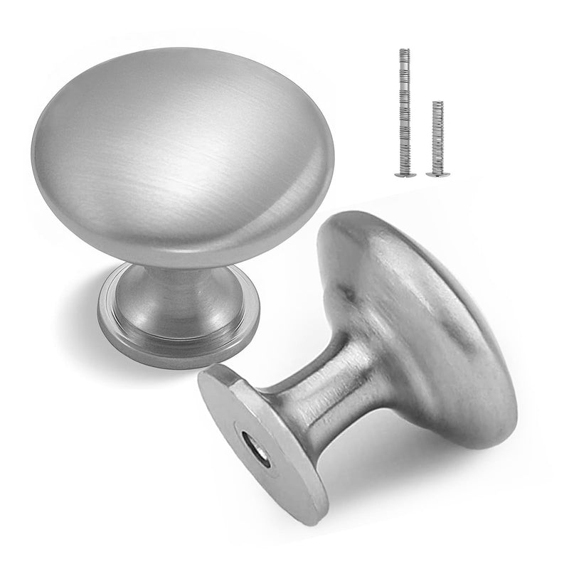 30 Pack Round Cabinet Knobs for Kitchen Bathroom Closet Dresser，Silvery Brushed Nickel Drawer Knobs - Solid Zinc Alloy Kitchen Pulls Modern Cabinet Hardware for Dresser Drawers