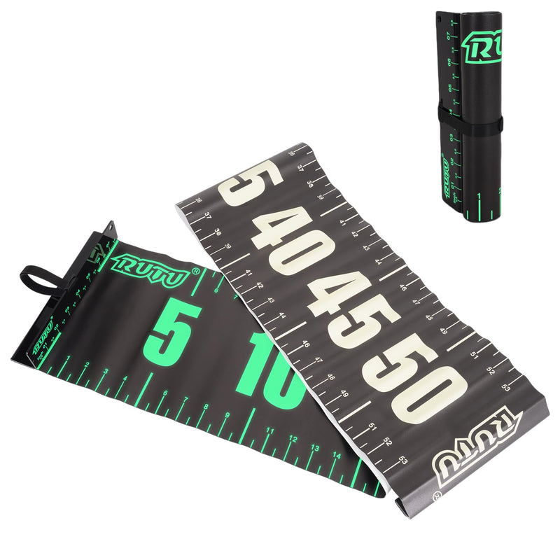 RUTU 53" Fish Ruler Glow in The Dark, Waterproof Fish Measuring Board, Foldable Fish Measuring Tape for Boats, Kayaks, Rafts and Outdoor Fishing, 53x8 inch, Glow-in-the-Dark Night Use 53X8in Glow