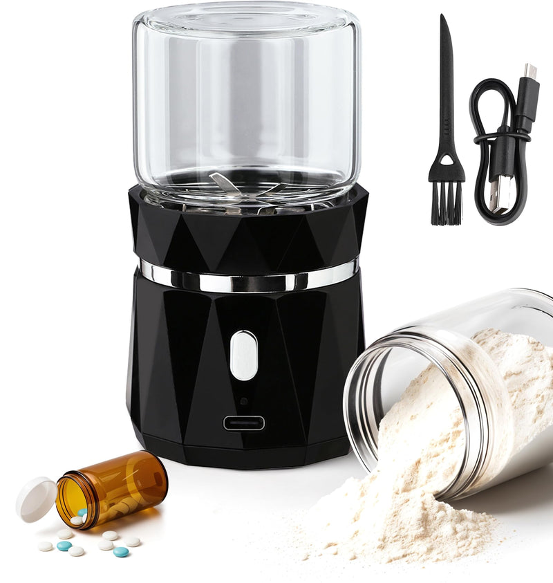Electric Pill Crusher Grinder - Fine Powder Automatic Grinder to Pulverize Multiple Pills Small Large Medication for Elderly & Pets - Portable Cordless Crusher 1-Pack