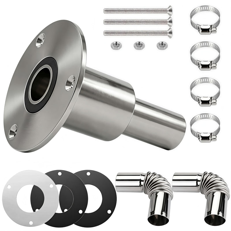 Diesel Heater Exhaust Through Wall - Bryxium 24mm Stainless Steel Thru Hull Fitting Pipe and 2 Elbow Connector Tube with 4 Clamps, Diesel Heaters Vent Port Accessories for Car Boat RV