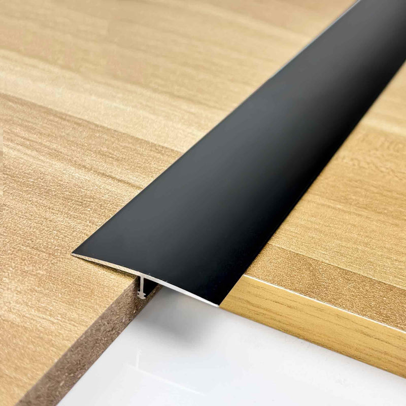 6 Pcs Aluminum T Molding Floor Transition Strip, 48" x 1.57" Aluminum Floor Transition Trim, Flat Threshold for Joining Vinyl, Tile, Wood Flooring Gaps(Black, 6pcs, 4ft x 1.6in) Black