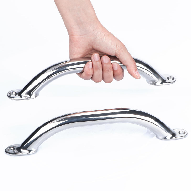 2PCS Stainless Steel Grab Handrail, Heavy Duty Polished 9 inch Grab Bar for Boat, Bathroom, Kitchen Stairway Anti-Slip Support Handle